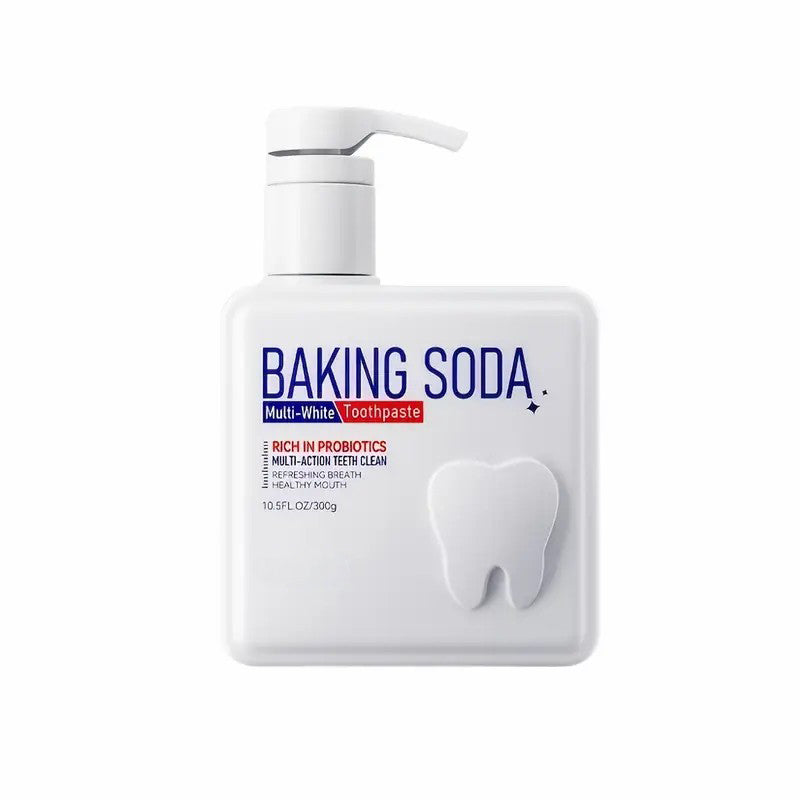 Minceetbien™ Large Capacity 300g Household Toothpaste, Pump Dispenser, Probiotic Containing Baking Soda Toothpaste, Deep Cleaning, Basic Cleaning, Whitening And Brightening, Fresh Breath.