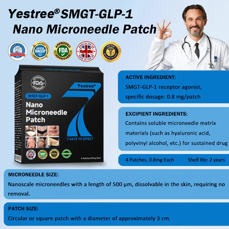 Yestree®👨⚕️ Nano Microneedle Patch with SMGT-GLP-1 & Matrixyl 3000 – Slimming, Skin Tightening, Blood Sugar Support, No Injection, 7-Day Result